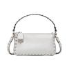 Rockstud Removable Shoulder Strap Pebbled Calfskin Baguette Shoulder Bag Women Bags Silver WB0J47IHGS13