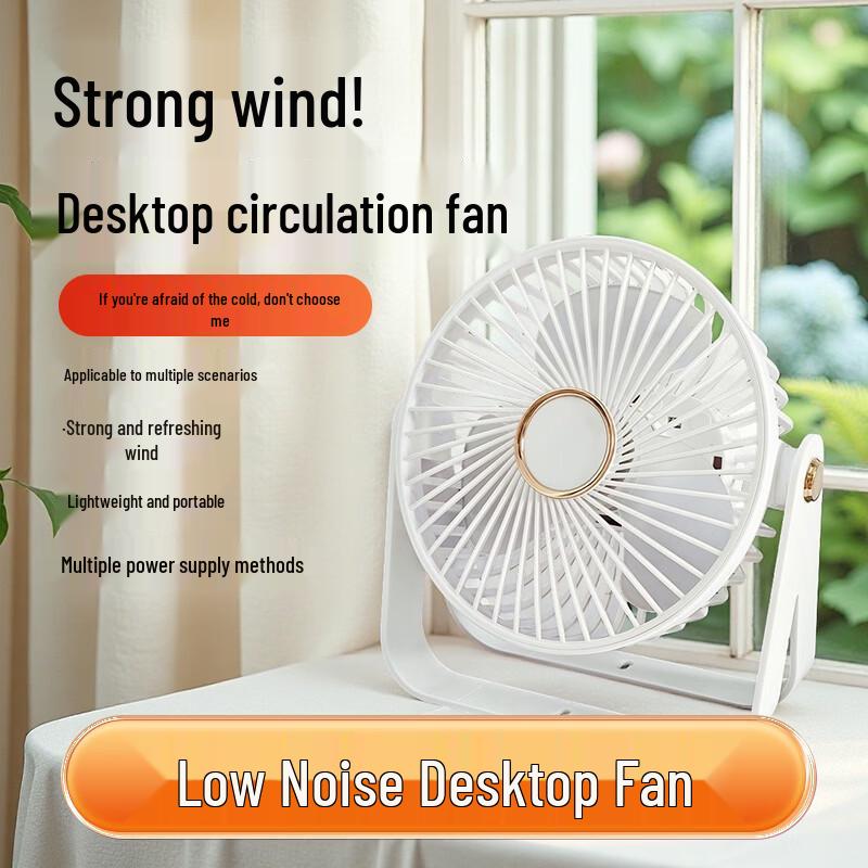 

Portable USB Rechargeable Desk Fan with Light Desktop Fan