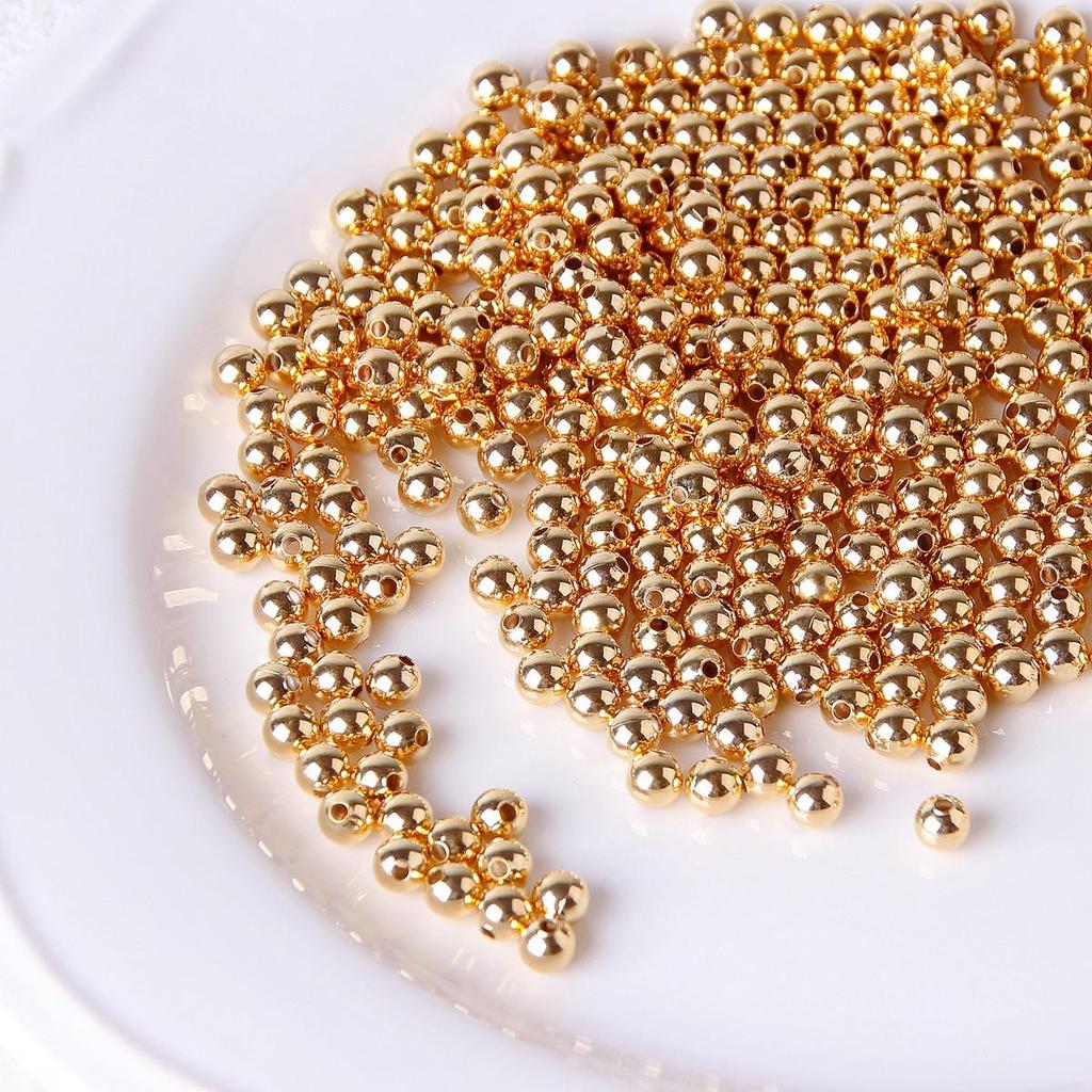 18k Gold Color-Preserving Beads: Small Round Gold-Filled Spacer Beads for DIY Jewelry and Handmade Bracelets.