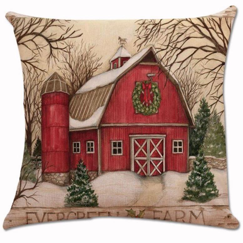 Pillow Case Home Decoration Snowman New Cartoon Christmas Sofa Yama Print Pillow Nordic Style Home