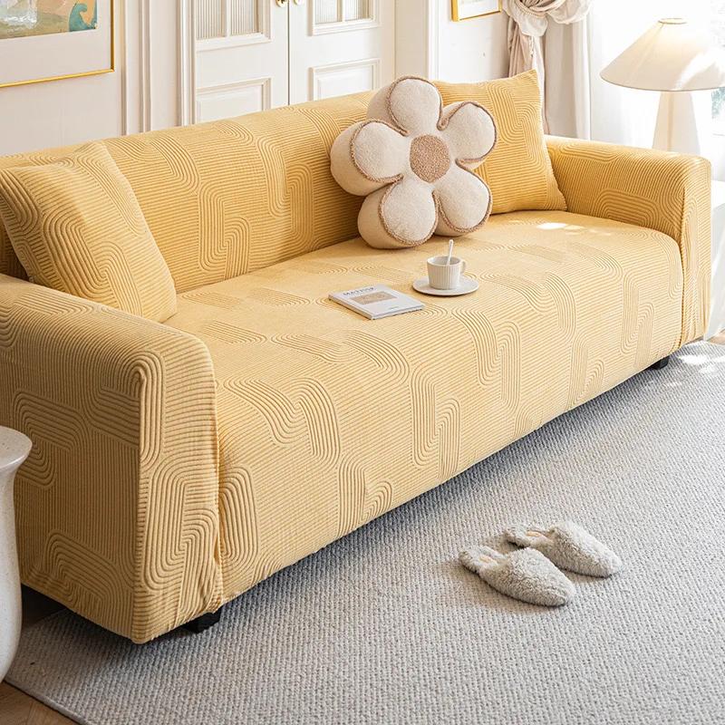 Adjustable Elastic Sofa Cover Stretch Sofa Seat Cover Jacquard Sofa Covers for Living Room Decor Non-slip Slipcover Couch Covers