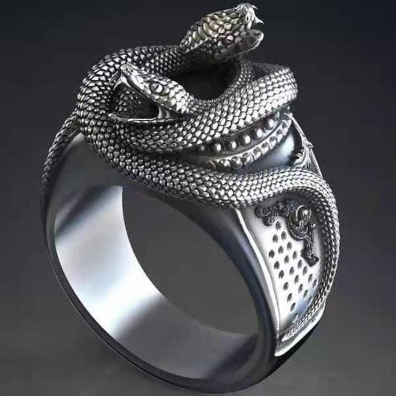 

Wei Ya S New Vintage Personality Creative Double Snake Wrapped Silver Men S Ring no. 13