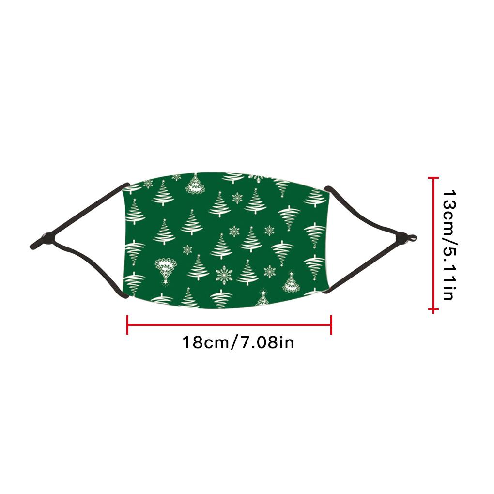 Staubmaske mit Weihnachtsmotiv, bedruckt, staubdicht, Polyester-Gesichtsmaske mit elastischem Ohrband und Filter Typ 5