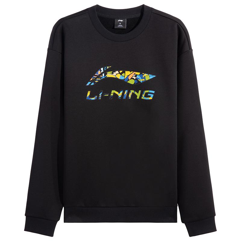Li Ning Sweatshirts Unisex Black Crew Neck Moderate AWDVH37-1 2XL