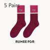 5 Pairs of Female Spring and Summer Personality Match Color Trend In The Tube Stack Socks