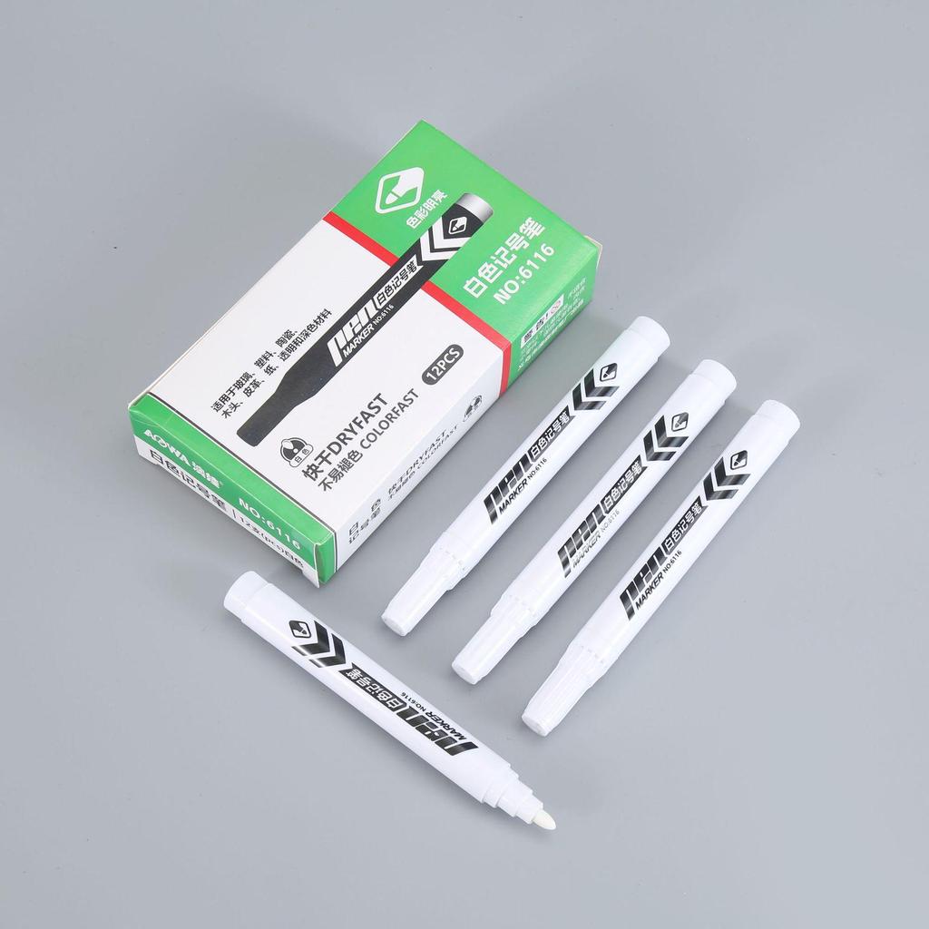 White Bold-Tip Oil-Based Marker for Office and Notebook Use