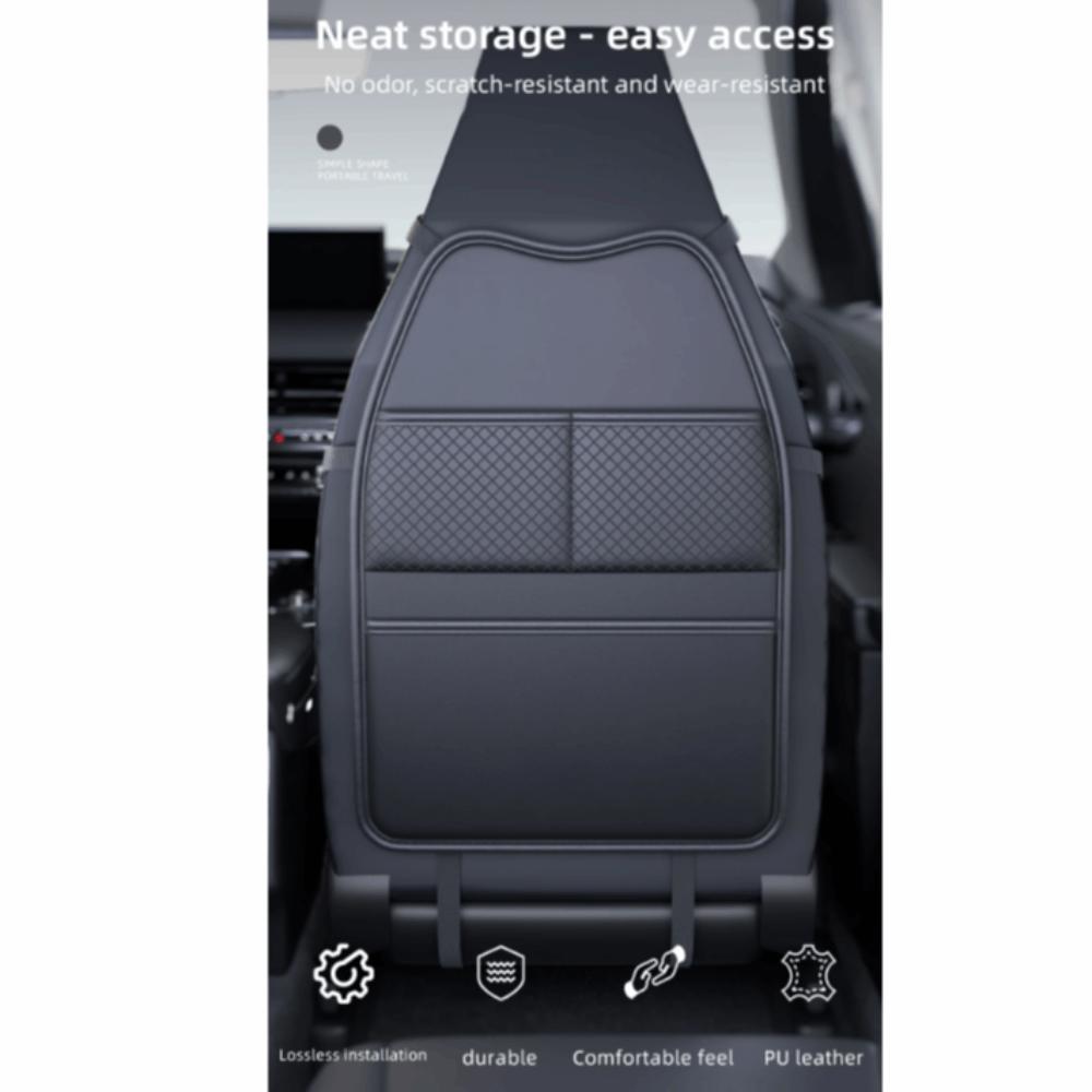 PU Car Seat Kick Proof Pad with Pockets Auto Seat Back Storage Bag  for Most Vehicles