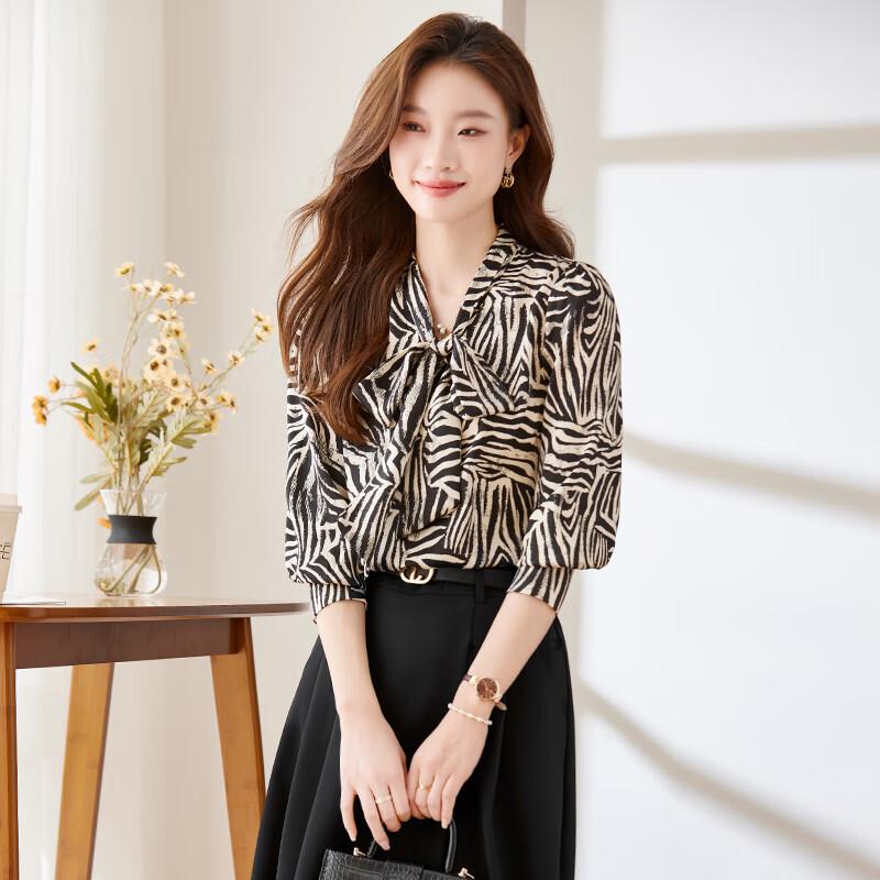 Women's Floral Chiffon Long Sleeve Blouse