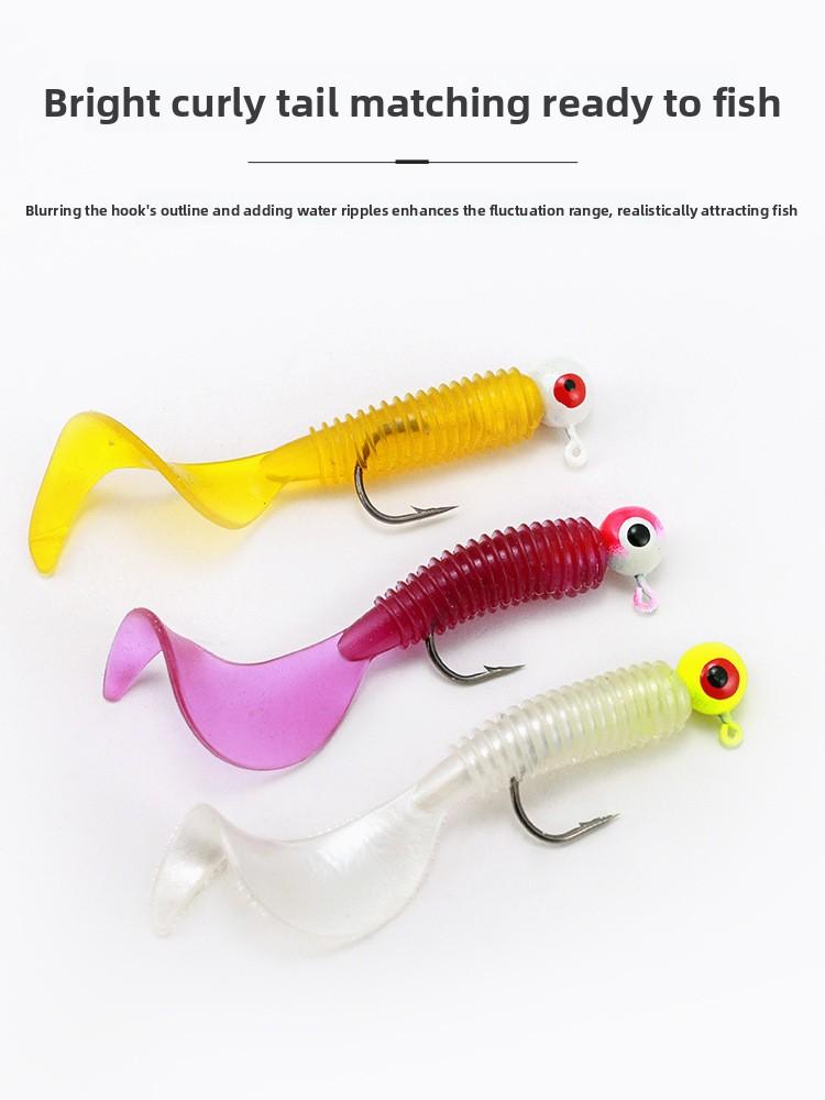 Daoyu 20-Piece Curly Tail Soft Lure Lead Head Jig Hooks Set Anti-Hang Bottom Design for Bass Trout Walleye Mandarin Fish