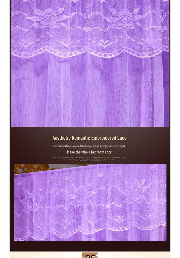 Princess Style Encrypted Mesh Mosquito Net for Home, Thickened Palace Design, Three-Door Net for 1.5m-1.8m Beds