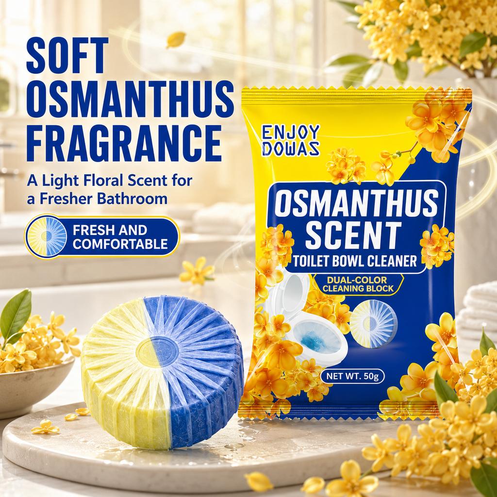 Toilet Bowl Cleaner Tablet Osmanthus Scent, In-Tank Deodorizing Block, Deep Clean Anti Limescale, Long Lasting Fresh Fragrance B