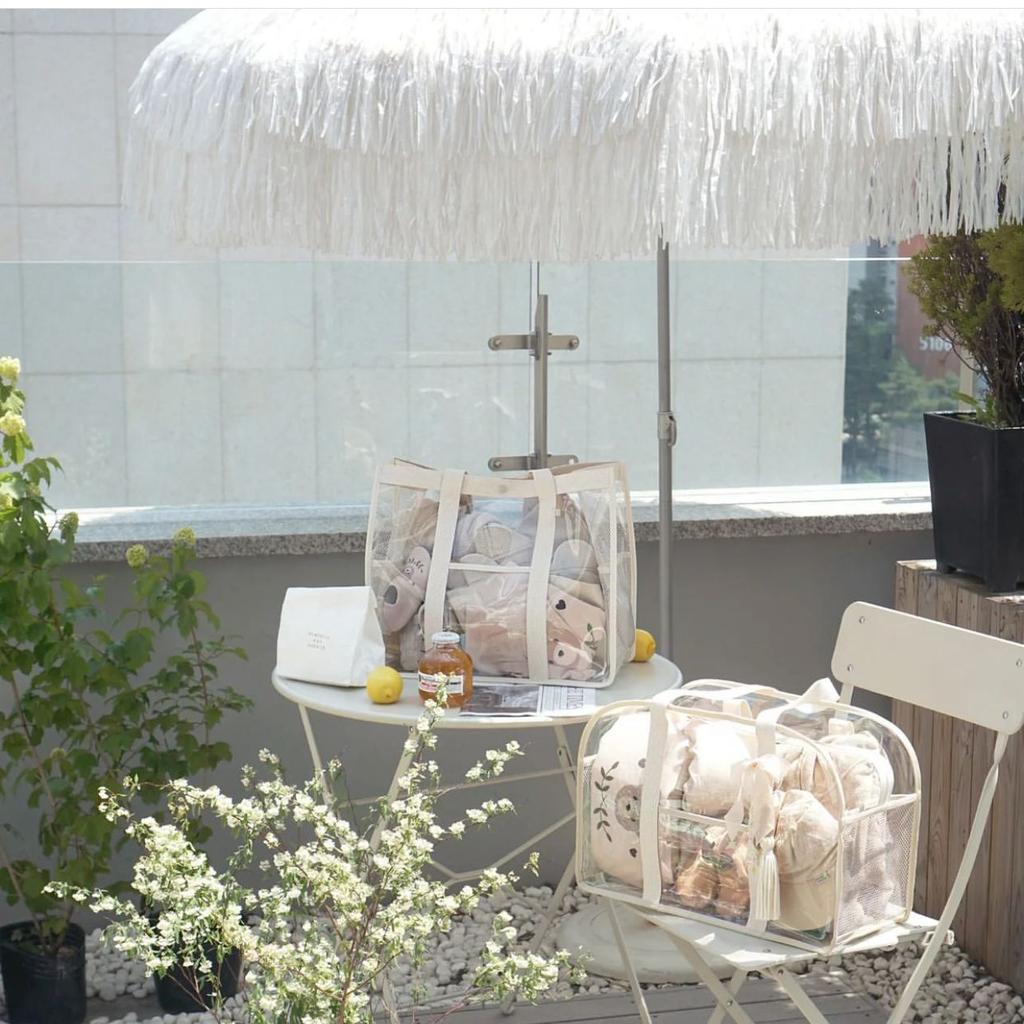 Transparent PVC Beach Bag Waterproof Handbags Clear Large Capacity Shoulder Bags Portable Hanging Pocket Travel Storage Pouch