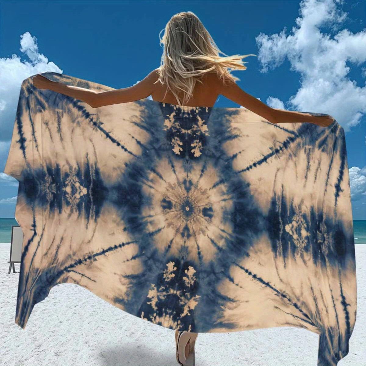 

Tie Dye Pareo Wrap, Large Quick Dry Absorbent Beach Blanket for Travel Camping Easter Gift W40*H60(CM)