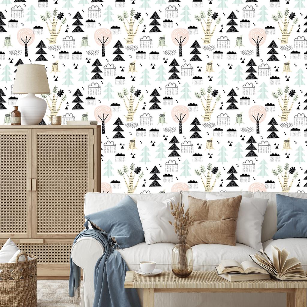 Wallpaper Trees Nature and Clouds for Living Room and Bedroom 50x1000