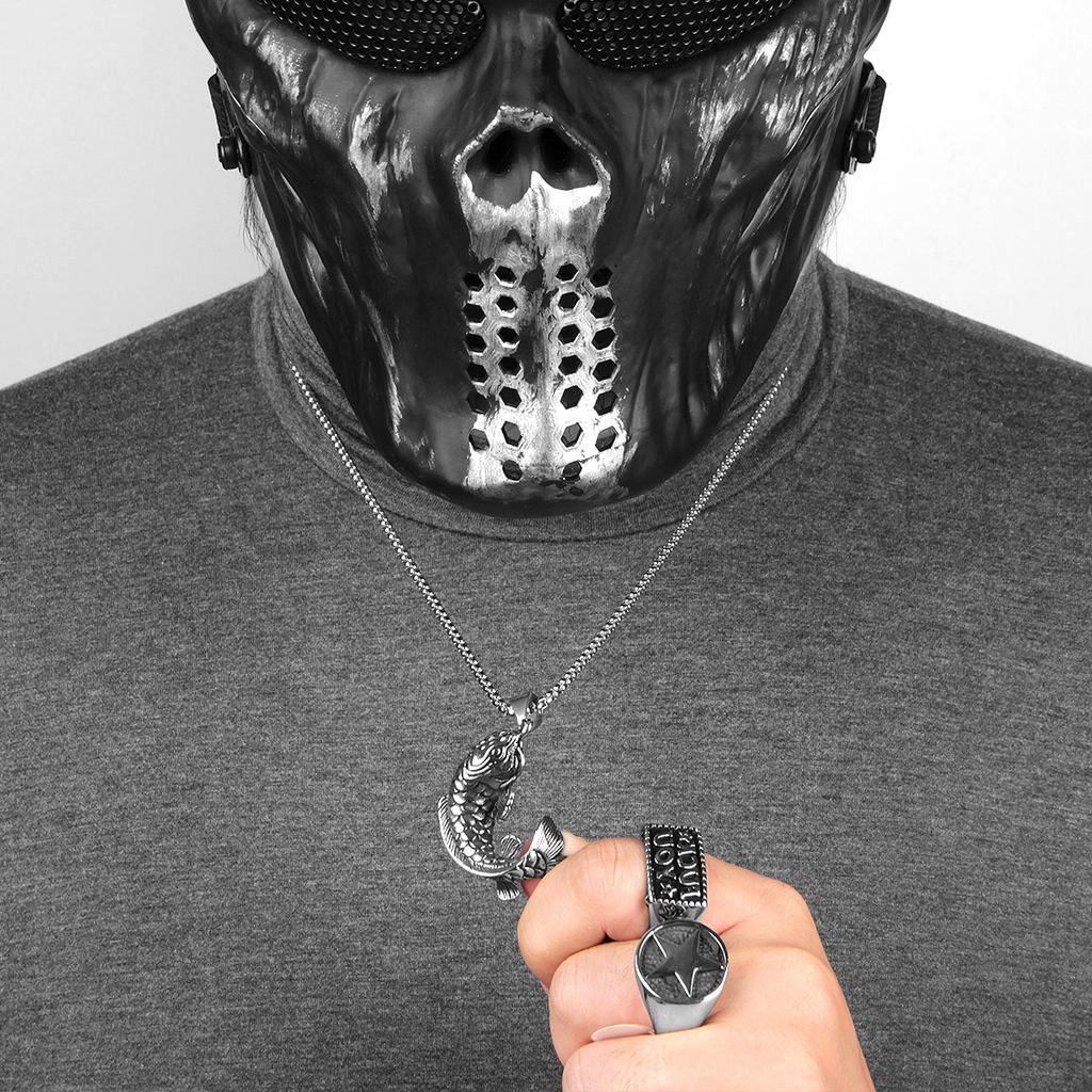 Zvíře Koi Ryba Pánské Dlouhé Náhrdelníky Přívěsky Řetízek Punk Hip Hop pro Chlapce Muže Nerezová Ocel Šperky Kreativita Dárek Velkoobchod
