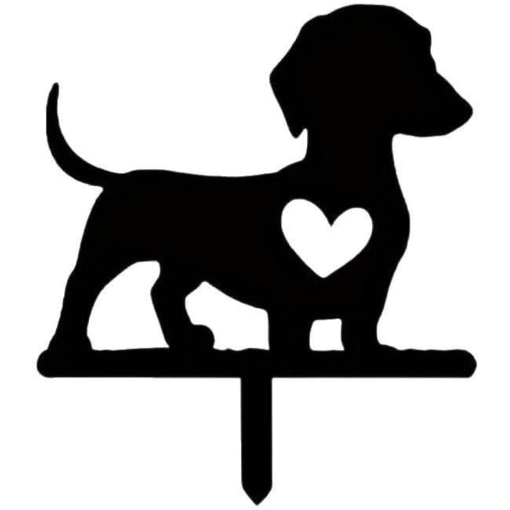 Gartenkunst Hundepfähle – Hundegartenstatue Pfahl, Hund mit Herz, Metallhundestatuen Außenbereich, Haustiergrabsteine, Rasenornamente, Hofkunstdekor