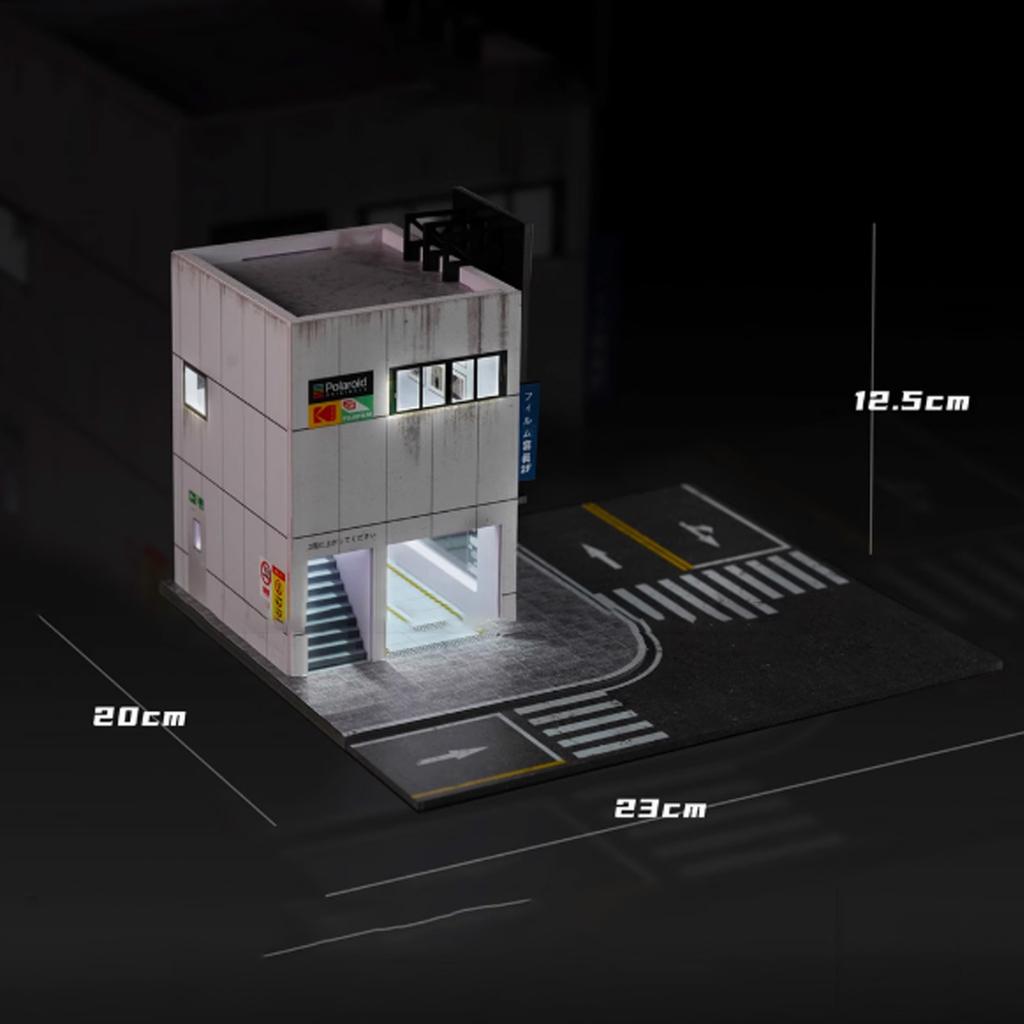 1/64 Diorama Car Garage Model LED Lighting City Building Parking Lot Scene Model