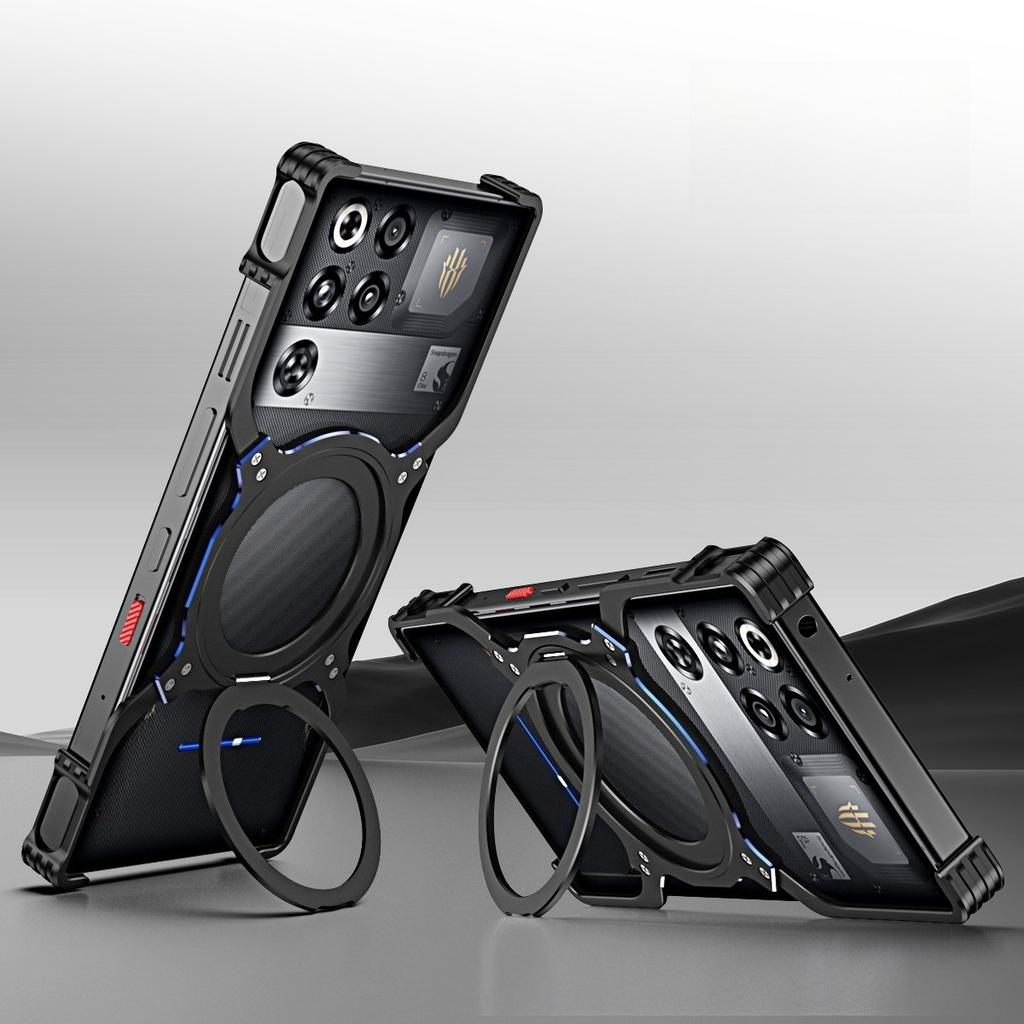 Phone Cases Nubia,Borderless Shockproof Case with Mechanical Arm, Metal Heat Dissipation, Magnetic Kickstand