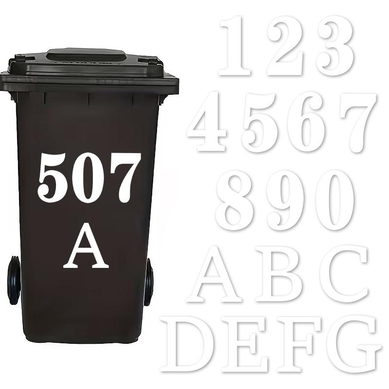 Wheelie Bin Stickers Self-Adhesive Trash Can Labels Pvc Number 0-9 Letters A-G Stickers Garage Car Bins Stickers Weatherproof