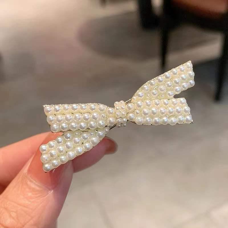 Elegant 2025 Korean Bow Pearl Rhinestone Hair Clip - Internet Celebrity Style
