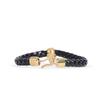 Alexander McQueen Metal Skull Leather Woven Bracelet Men Bracelets Gold 554602-J16KG-1000