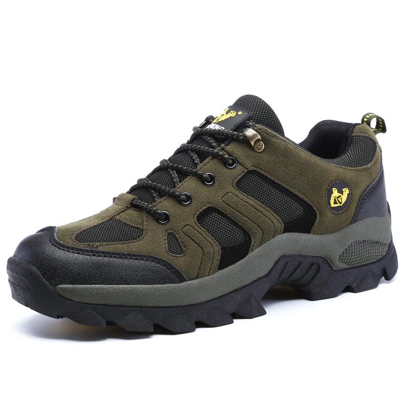 Men's Breathable Waterproof Hiking Shoes - Outdoor Non-Slip, Wear-Resistant, Thick Sole, Large Size, Plus Velvet Cotton Lining.