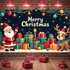 Holiday Celebration Background Candle Santa Background Merry Christmas Banner Reindeer Xmas Event Backdrop For Xmas Event Indoor