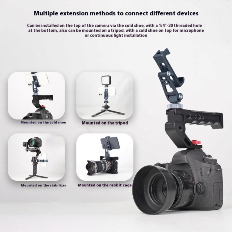 Smartphone Tripod Mount Clip Rotate Cellphone Mount Adapter for Phone Live Streaming Aluminum Phone Clip Holder