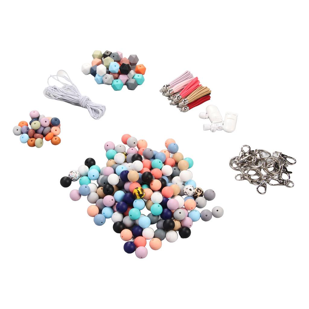 235 Stück Silikonperlen 0,6 Zoll Lebhafte Sortierte Farben Glättung Schlüsselanhänger-Bastelset mit Verschlüssen