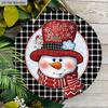 Buffalo Plaid Wooden Christmas Sign with Snowman Pattern - Navidad Round Sign for Yard Door Wall Hanging Decor - Ideal Christmas Decoration