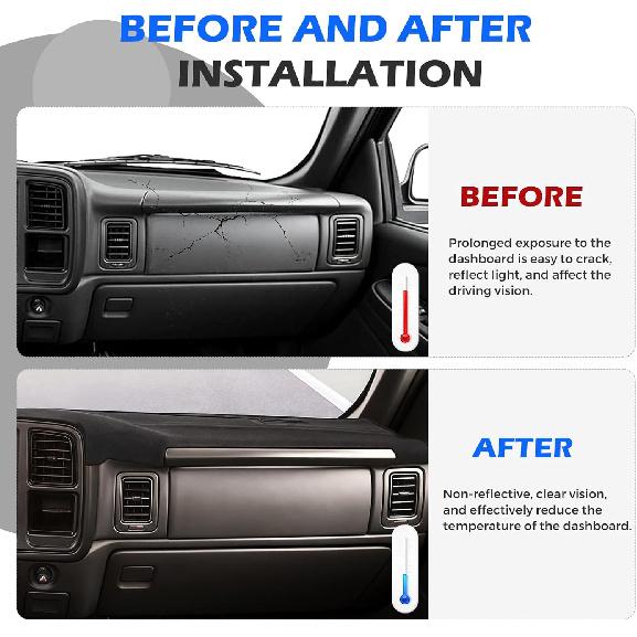 Dashboard Cover Dash Cover Mat Pad Compatible With 1999-2006 GMC Sierra Silverado,For GMC Yukon XL/Suburban Tahoe Avalanche 2000-2006,Black