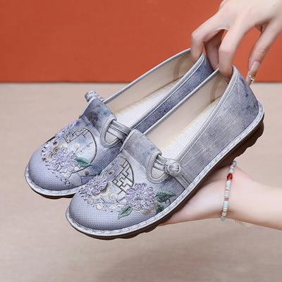 Zapatos de tela para mujer de suela blanda, casuales, estilo étnico, zapatos bordados, zapatos de madre, antideslizantes, de moda, versátiles, zapatos individuales