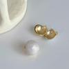 3D White Enamel Ball Earrings: Korean Style, High-End Feel, Niche Design for Women.