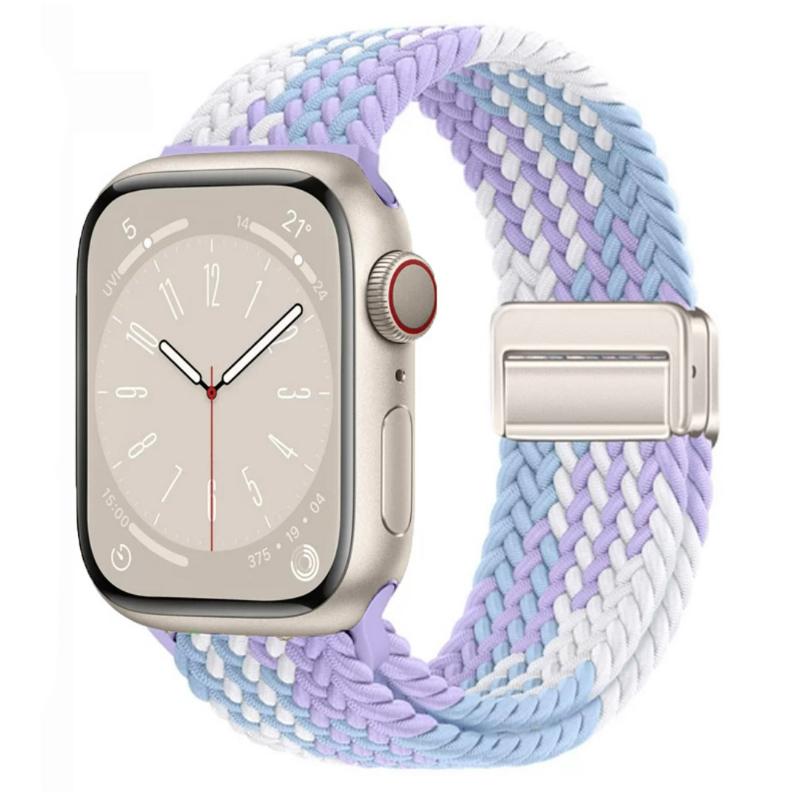 Geflochtenes Solo Loop-Armband aus Nylon für Apple Watch Band Ultra2 49 mm 9 8 7 41 mm Metall-Magnetarmband 45 mm 6 5 4 SE 44 mm verstellbarer elastischer iWatch-Gurt
