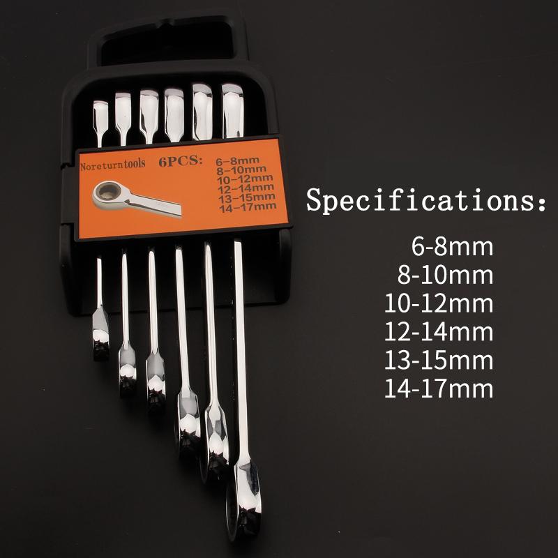 Chrome Vanadium Ring Double Head Ratchet Wrench Reversible 8-9-10-12-13-14-15-16-17-18-19mm Ratchet Combination Spanner Set