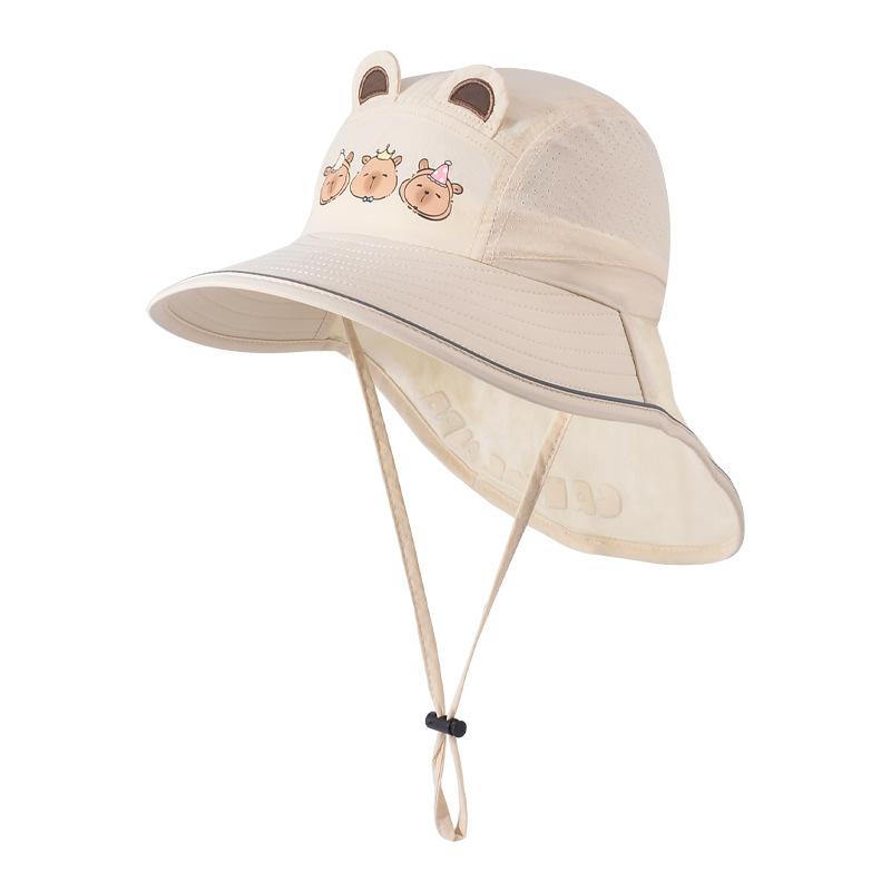 Children's Hat Cartoon Shawl Neck Protector Sunscreen Hat Outdoor Big Brim Sun Hat Breathable Quick Drying Waterproof Bucket Hat