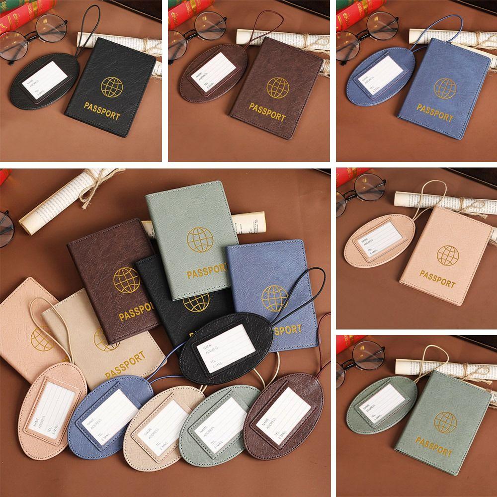 

Удостоверение личности Держатель Обложка паспорта PU Кожа Багажная бирка Чехол Чемодан Бирки Женщины Мужчины