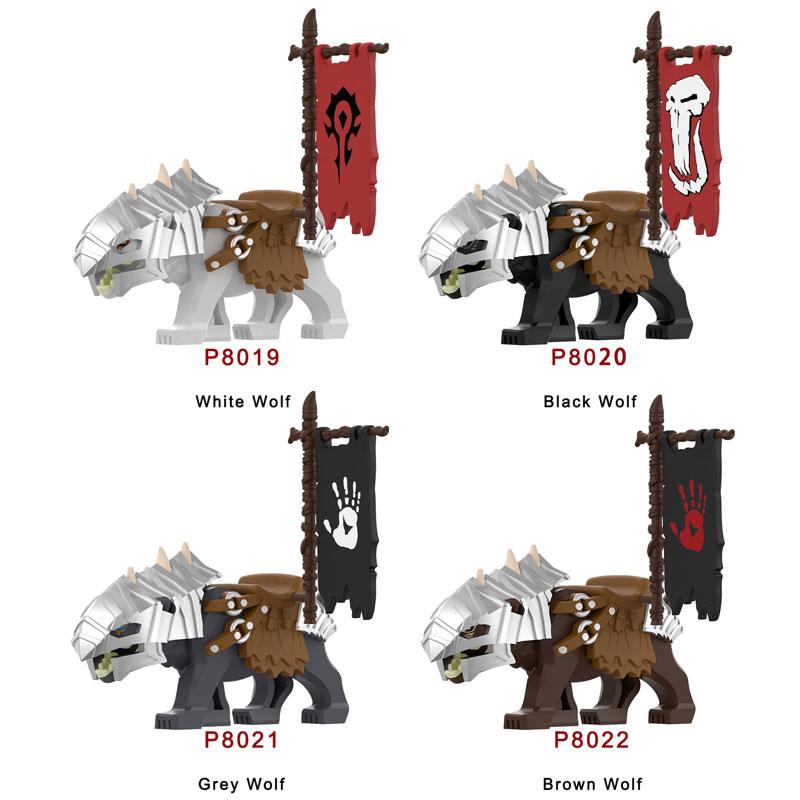 Medieval Accessories Building Blocks Soldiers Weapons Military Flags Mount War Horses Orc Mount Flags Wolf Bricks Kids Toys Gift
