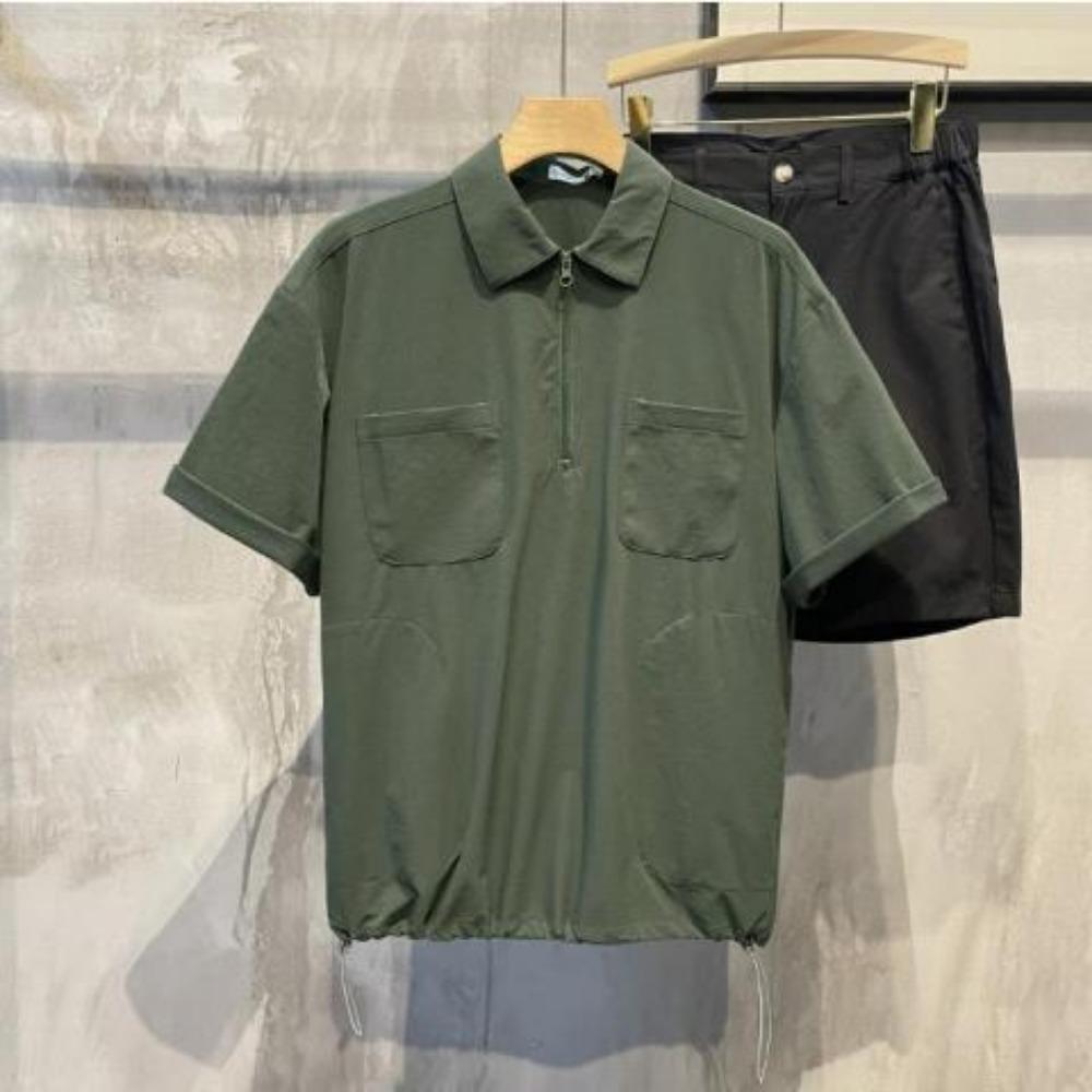 New Men's Clothing Design Touch Pocket Handsome Short-sleeved POLO Shirt Fashion Casual Top
