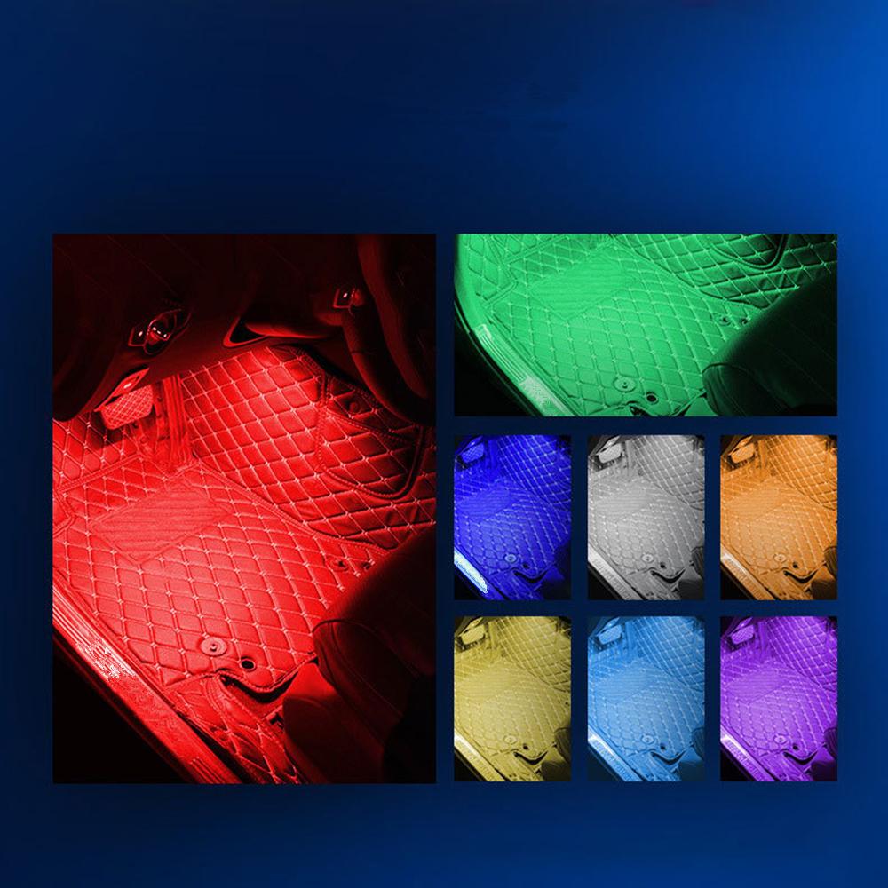 12V 3W RGB LED Light Bar Car Interior Floor Decor Atmosphere Strip Lamp w/Remote