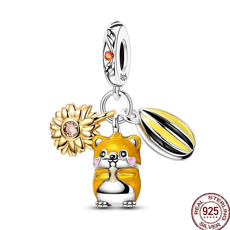 Original Copper Gold Series Charms Bead Sunflower Dogs Leopard Firefly Pendants Fit Bracelet Jewelry Gift Marking