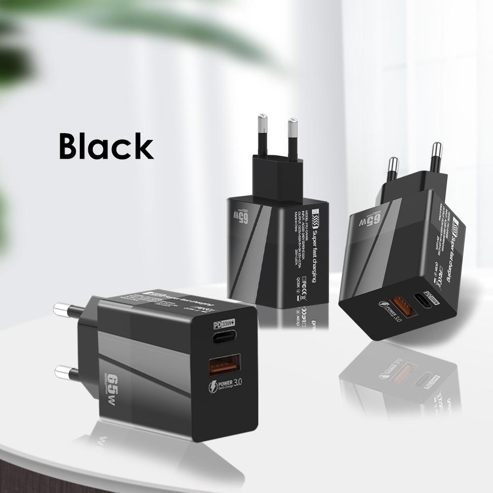 65 W USB C Charger USB-C Power Supply 2 Ports Charger with QC 3.0 PD 3.0 GaN Fast Adapter for MacBook Pro Air iPhone 13 12 Pro