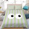 Small Fresh Cream Style Striped Big Eyes Duvet Cover Set Bedding Soft Laundry Cotton Bed Student Dormitory Gift Home Textile
