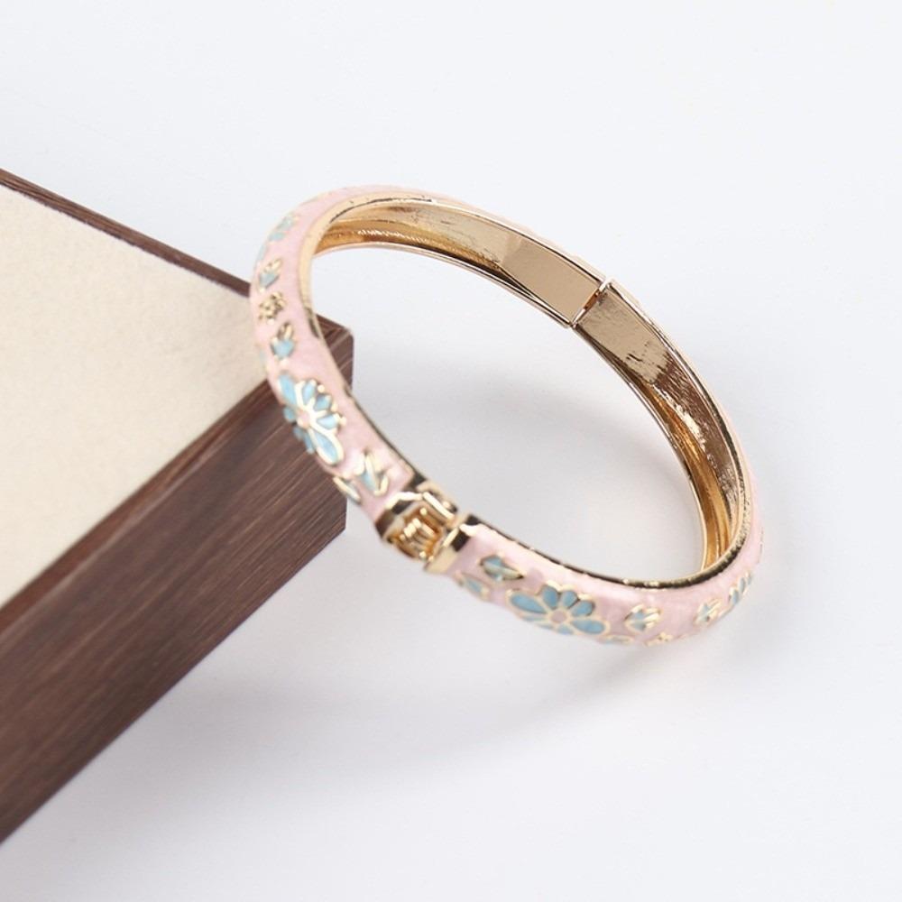 Enamel Vintage Cloisonne Bangle Colorful Women's Hand Bracelet Fashion Flower Bangle  Girls