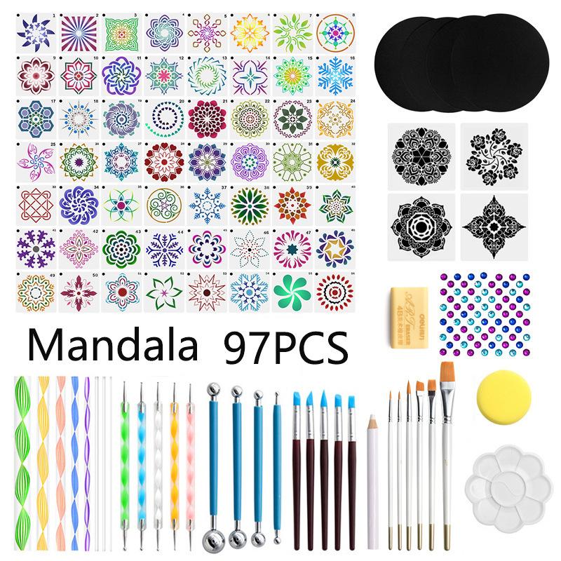 Kit di Strumenti per Dotting Mandala Set Completo per Dot Art con Stencil Pennelli & Strumenti per Artigianato Fai da Te Nail Art per Principianti e Avanzati