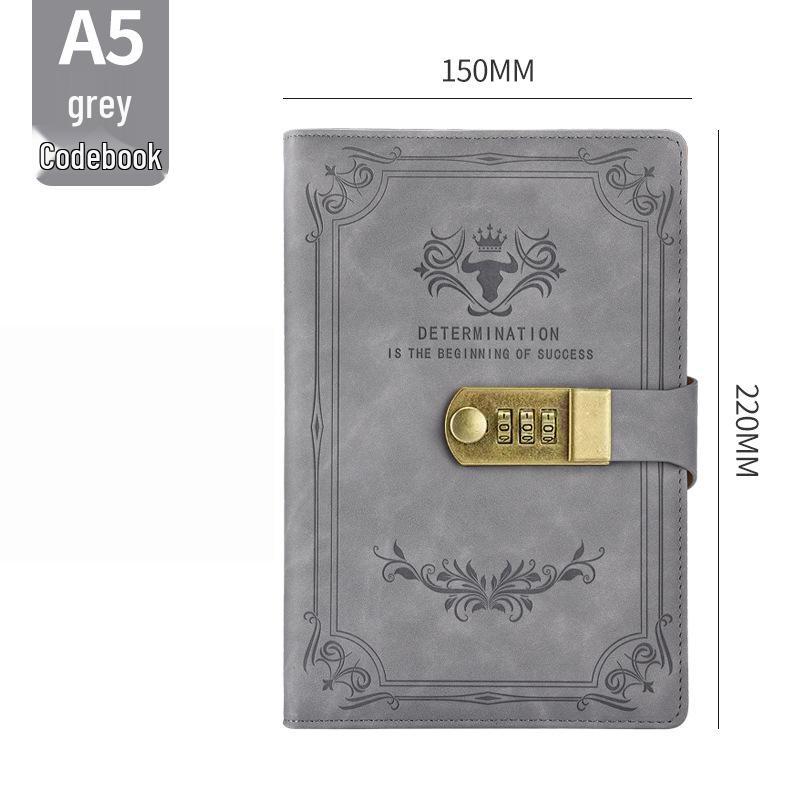 A5 Vintage Password-Protected Notebook with Lock, Thickened Diary, Custom Gift Box Included