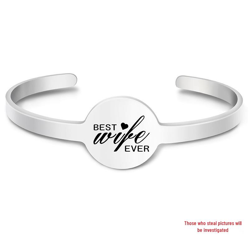 Brățară Metalică Transfrontalieră din Oțel Titan: Brățară gravată Cadou de Crăciun pentru vacanța în familie