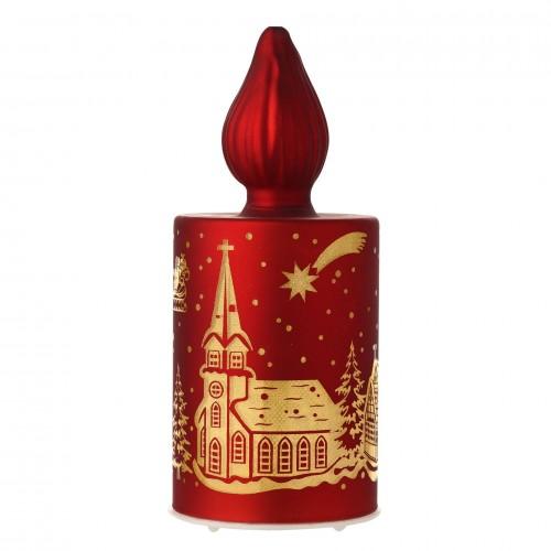 Regal Tidings Glass LED Light Up Candle - Santa Scene
