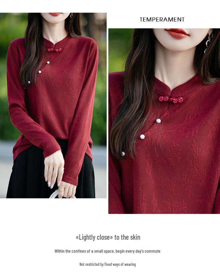 2024 Autumn/Winter High-End Knitted Sweater with Chinese Pearl Frog Closure