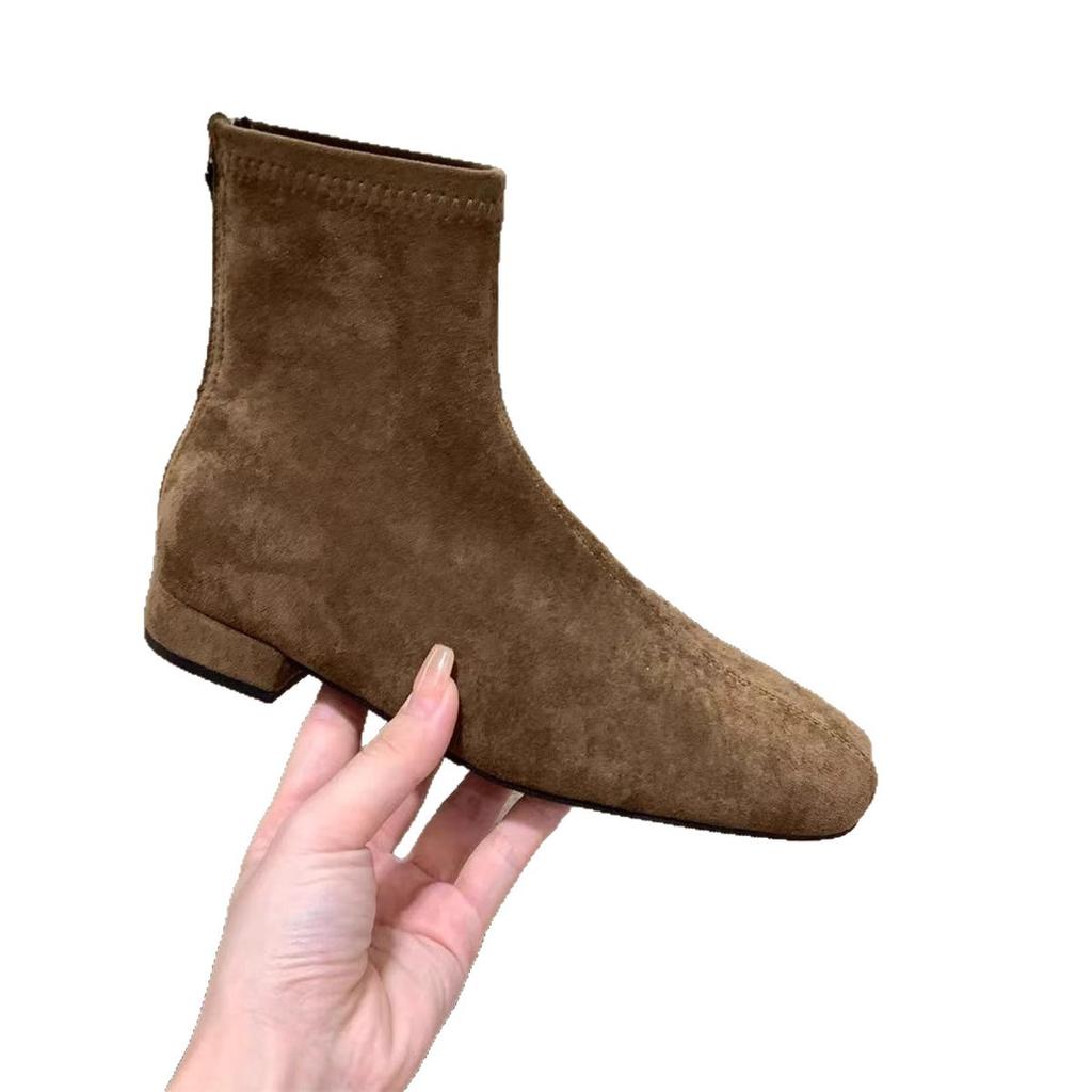 Short Boots Women's Spring and Autumn Single Boots 2025 New Versatile Simple Thick Heel Martin Boots Suede Korean Small Ankle Boots Thin Boots
